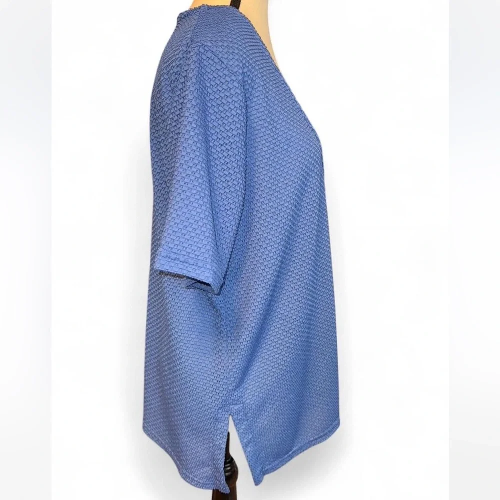 Kathie Lee Collection Blue Buttoned Short Sleeve Blouse-size Large. 12/14 - Picture 5 of 8